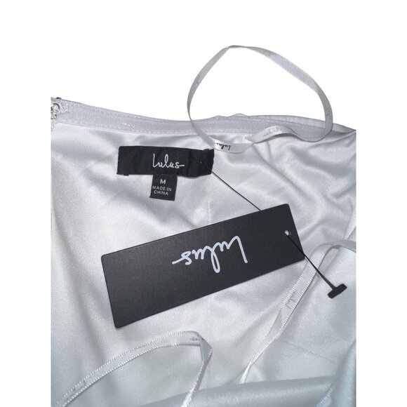 Lulus Beloved Bliss Ivory Strapless Slim Leg Bow Jumpsuit Sz Medium Womens White - Picture 6 of 15